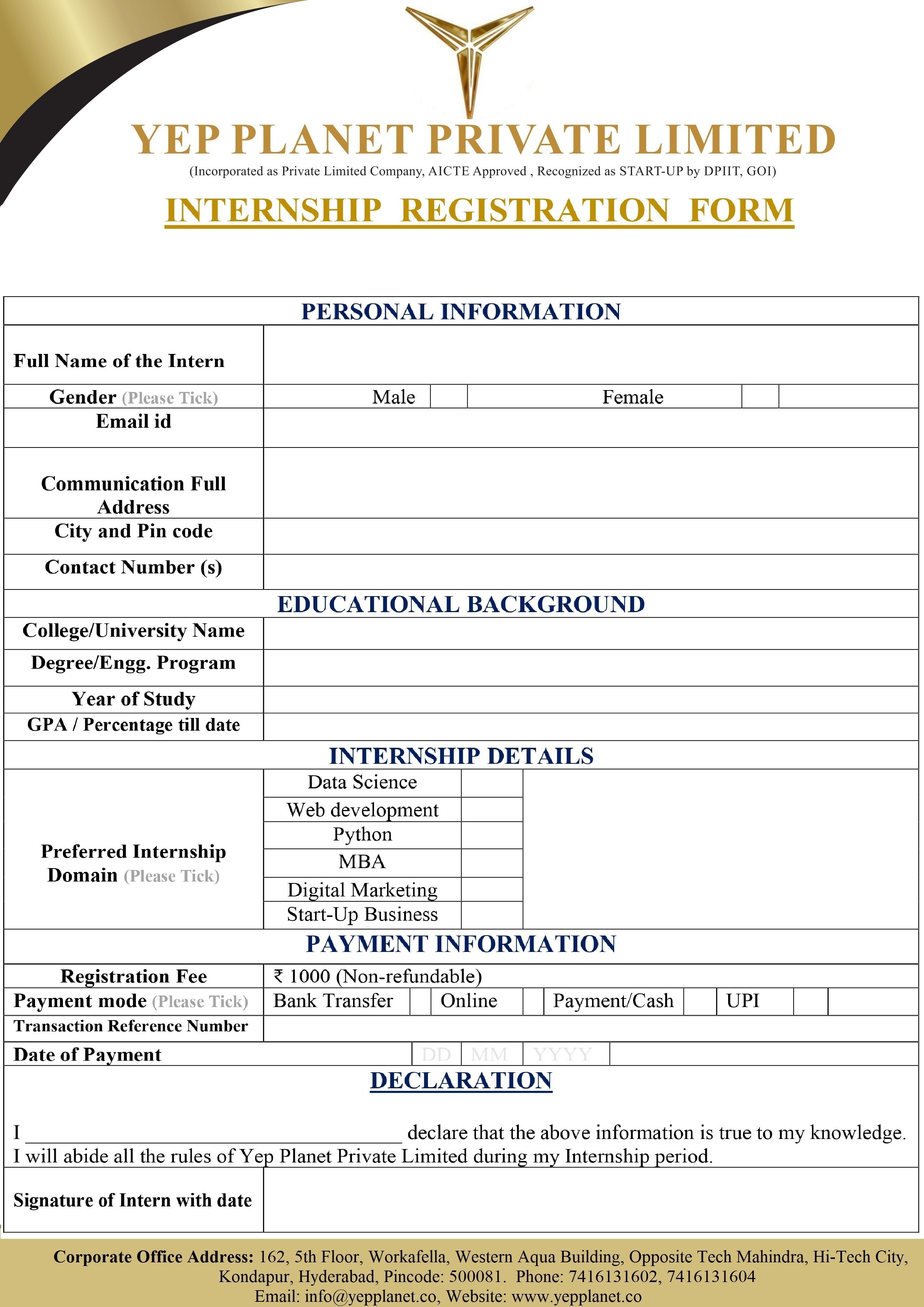 Required form